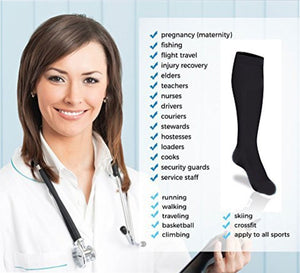 HAPPY- 000001 - 30/40   30-40mmHg Compression Socks (Black) (S/M, L/XL)