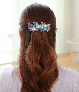 HAPPY00000 24 LC - B   8.5X3.9cm Butterfly Shape Hair Clip (Blue, pink, and gold colors)