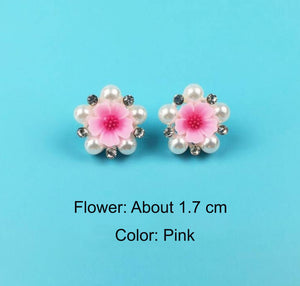 HAPPY00000 15 SC - F   1.7cm Flower Small Clip (Blue, pink, and white colors) (1X6) per bag