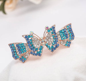 HAPPY00000 24 LC - B   8.5X3.9cm Butterfly Shape Hair Clip (Blue, pink, and gold colors)