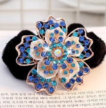 Load image into Gallery viewer, HAPPY00000 27 PB - F   6cm Flower Shape Pleuche Band (Blue, purple, and gold colors)