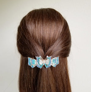 HAPPY00000 24 LC - B   8.5X3.9cm Butterfly Shape Hair Clip (Blue, pink, and gold colors)